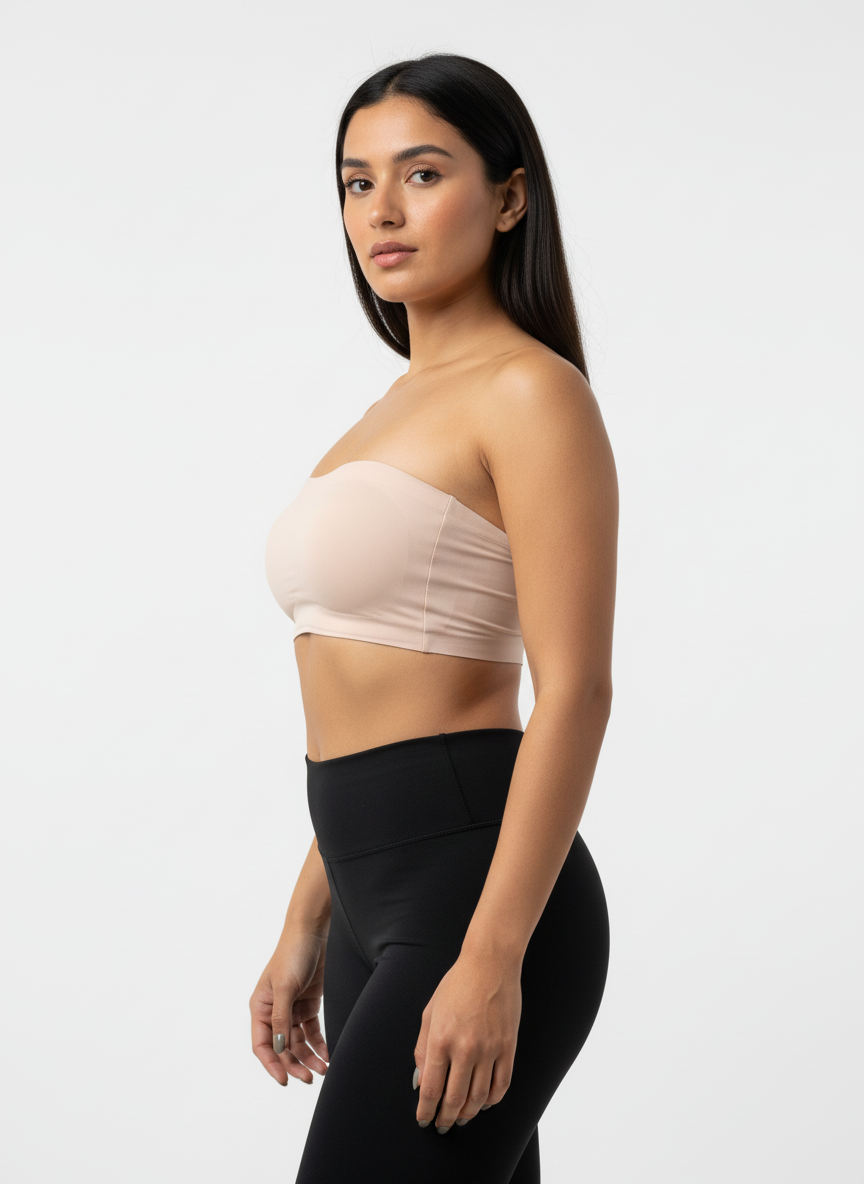 Women’s Nude Seamless Bandeau Bra | Strapless Lightly Padded Tube Bra for Everyday Wear