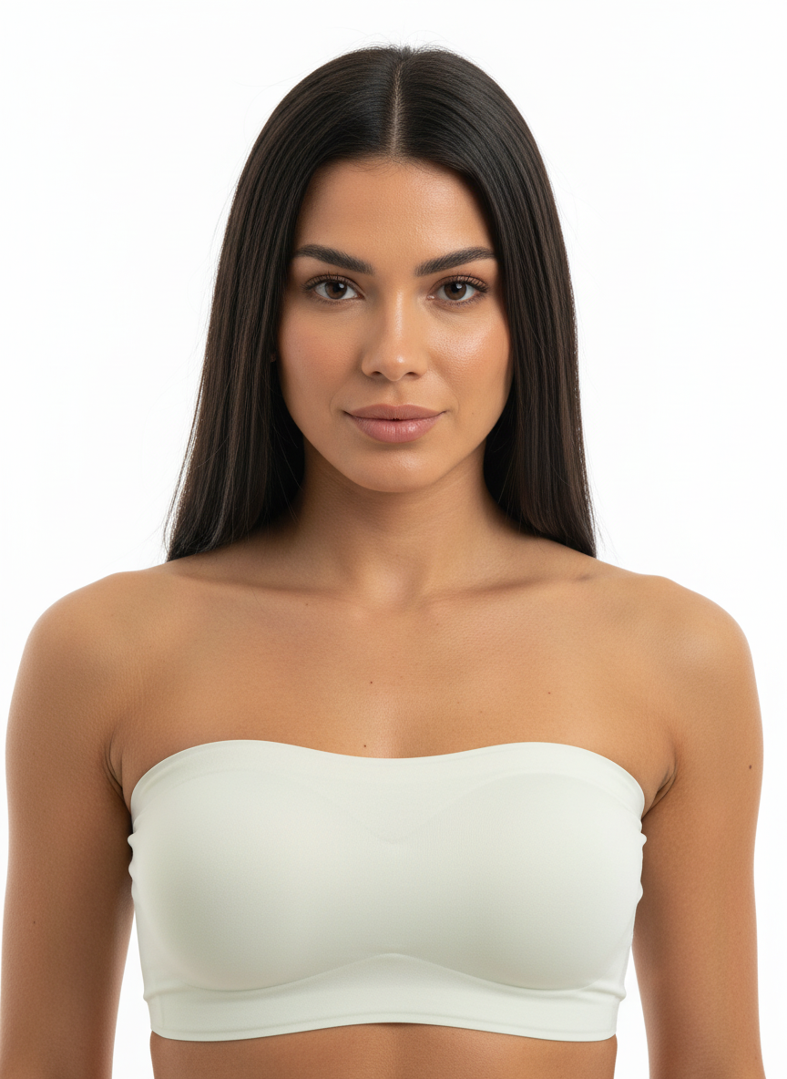 Women’s Ivory Seamless Bandeau Bra | Strapless Wire-Free Lightly Padded Tube Bra for Everyday & Party Wear