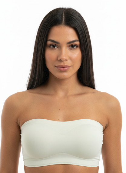 Women’s Ivory Seamless Bandeau Bra | Strapless Wire-Free Lightly Padded Tube Bra for Everyday & Party Wear