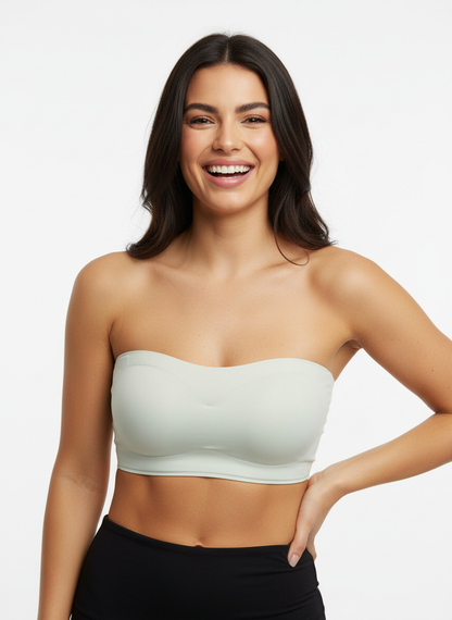 Women’s Ivory Seamless Bandeau Bra | Strapless Wire-Free Lightly Padded Tube Bra for Everyday & Party Wear