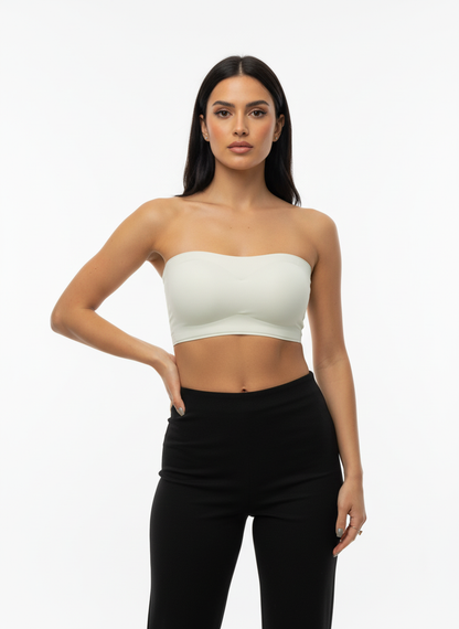 Women’s Ivory Seamless Bandeau Bra | Strapless Wire-Free Lightly Padded Tube Bra for Everyday & Party Wear