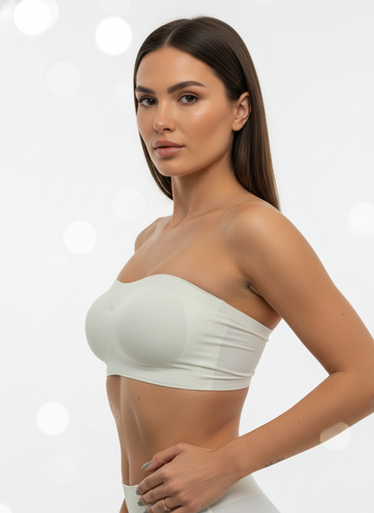 Women’s Ivory Seamless Bandeau Bra | Strapless Wire-Free Lightly Padded Tube Bra for Everyday & Party Wear