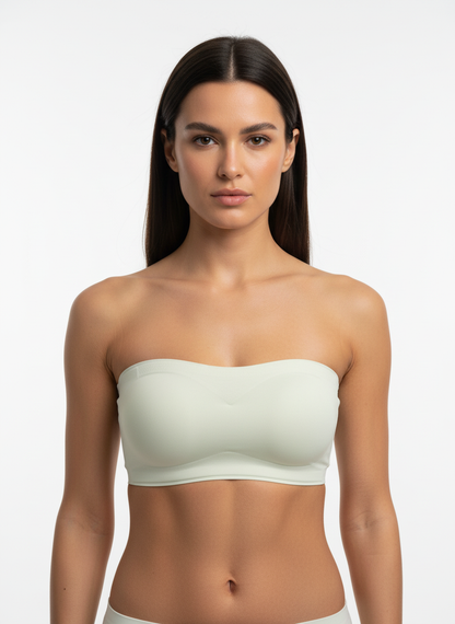 Women’s Ivory Seamless Bandeau Bra | Strapless Wire-Free Lightly Padded Tube Bra for Everyday & Party Wear