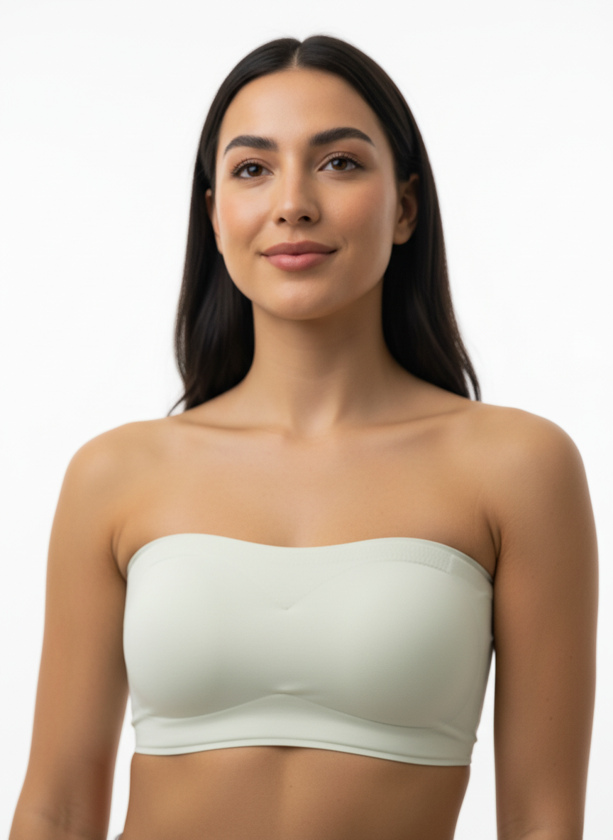 Women’s Ivory Seamless Bandeau Bra | Strapless Wire-Free Lightly Padded Tube Bra for Everyday & Party Wear