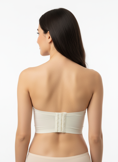 Women’s Ivory Seamless Bandeau Bra | Strapless Wire-Free Lightly Padded Tube Bra for Everyday & Party Wear